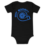 My Dad's Car Is Boosted Blue Baby short sleeve one piece