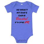 So What? My Dad's Car Is Boosted Type R Baby short sleeve one piece