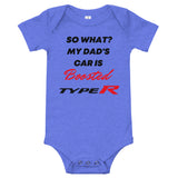 So What? My Dad's Car Is Boosted Type R Baby short sleeve one piece