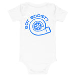 My Dad's Car Is Boosted Blue Baby short sleeve one piece