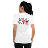 Turbo Deals Peace and Love Unisex Short Sleeve V-Neck T-Shirt