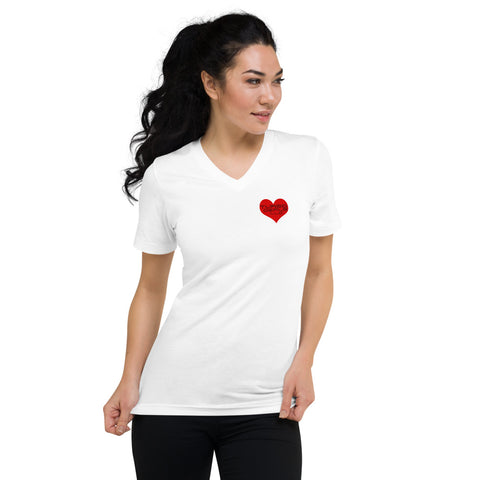 Turbo Deals Peace and Love Unisex Short Sleeve V-Neck T-Shirt