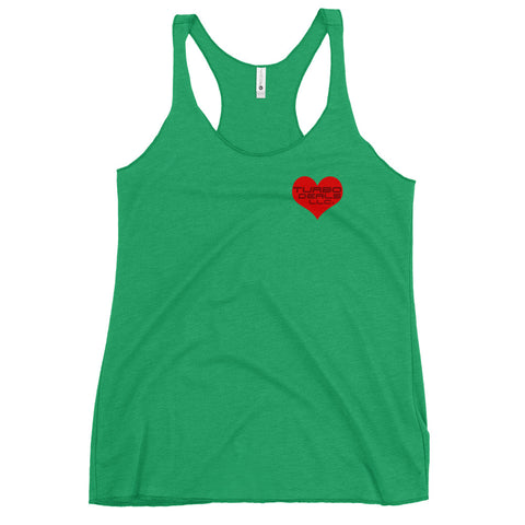 TURBO DEALS PEACE AND LOVE Women's Racerback Tank