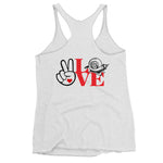 TURBO DEALS PEACE AND LOVE Women's Racerback Tank