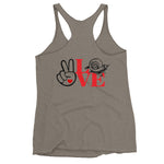 TURBO DEALS PEACE AND LOVE Women's Racerback Tank